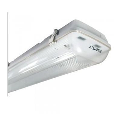 REGLETTE FLUO NAUTILUS 218 ETANCHE POLYCARB.IP66 850°C CLIPS INOX