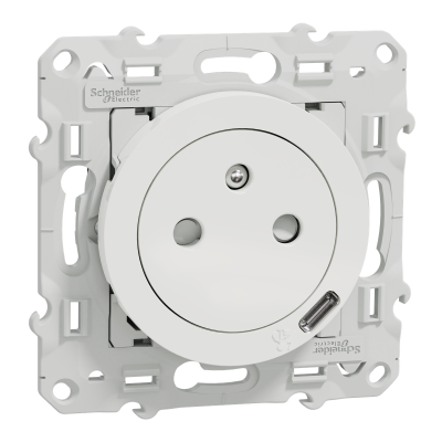 ODACE BLANC PC 10/16 2P+T AFFLEURANTE + USB C 10,5W
