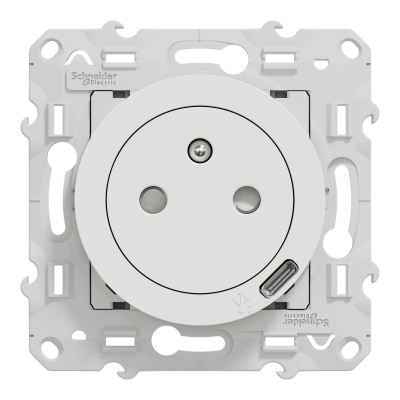 ODACE BLANC PC 10/16 2P+T AFFLEURANTE + USB C 10,5W