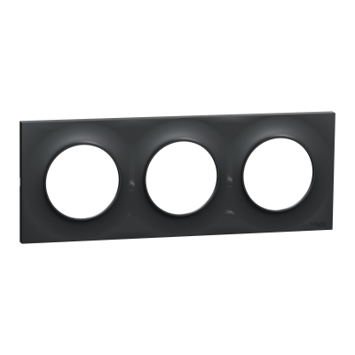 ODACE STYL PLAQUE ANTHRACITE 3 POSTES ENTRAXE 71MM
