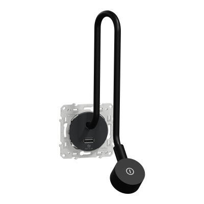 ODACE ANTHRACITE LISEUSE LED 2W 100LM + PRISE USB-A 2,1A