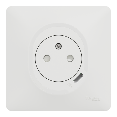 OVALIS BLANC PC 10/16 2P+T AFFLEURANTE + USB C 10,5W
