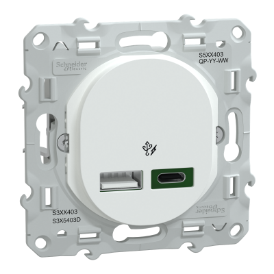 OVALIS BLANC CHARGEUR USB DOUBLE A 7,5W + C 45W FORTE PUISSANCE