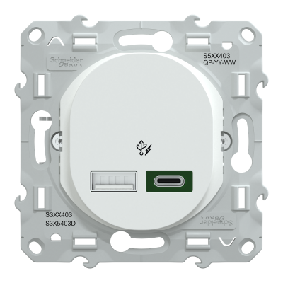 OVALIS BLANC CHARGEUR USB DOUBLE A 7,5W + C 45W FORTE PUISSANCE