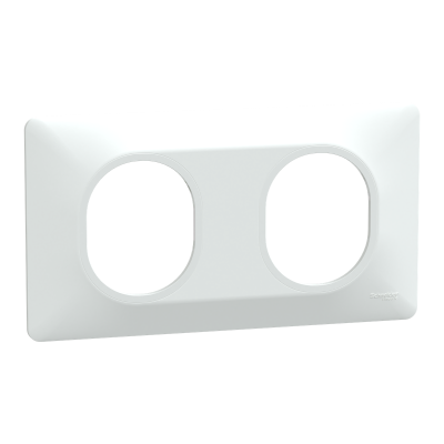 OVALIS BLANC PLAQUE  2 POSTES HORIZONTAL ENTRAXE 71MM