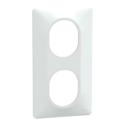 OVALIS BLANC PLAQUE  2 POSTES VERTICAL ENTRAXE 71MM