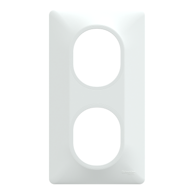 OVALIS BLANC PLAQUE  2 POSTES VERTICAL ENTRAXE 71MM