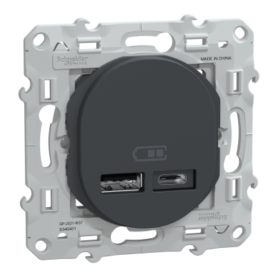 OVALIS ANTHRACITE CHARGEUR USB DOUBLE A+C 12W