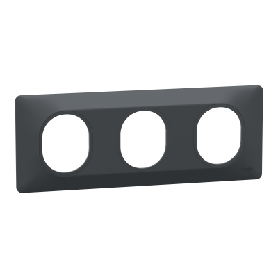 OVALIS ANTHRACITE PLAQUE  3 POSTES HORIZONTAL ENTRAXE 71MM