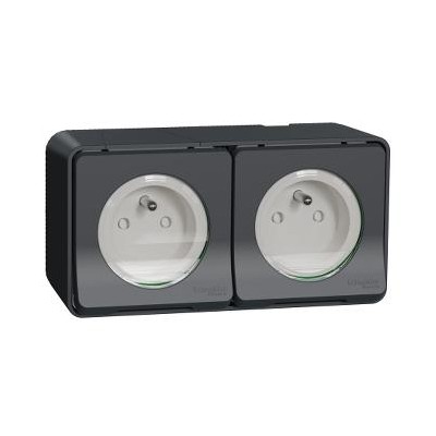 MUREVA ANTHRACITE SAILLIE PC 16A+T DOUBLE  IP55 IK07 COMPLET
