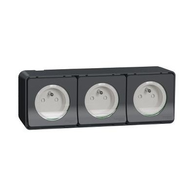 MUREVA ANTHRACITE SAILLIE PC 16A+T TRIPLE IP55 IK07 COMPLET