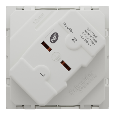 NEW UNICA BLANC PC 2P+T 16A 250V 2M 45°