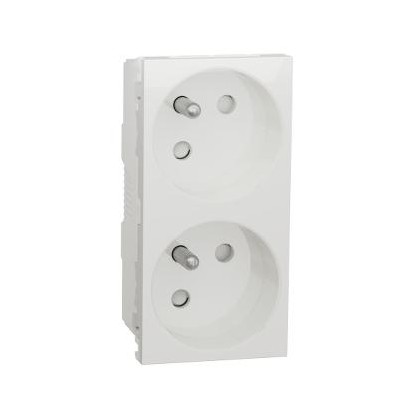 NEW UNICA BLANC 2x PC 2P+T 16A 250V 2M 45°