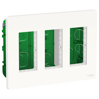 NEW UNICA PRO BLANC BOITE ENCASTREE COMPLETE 3 COLONNES DE 4 MODULES
