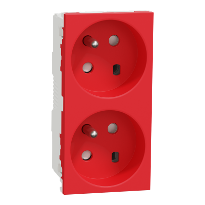 NEW UNICA ROUGE 2x PC 2P+T 16A 250V 2M 45° A DETROMPAGE SPECIAL GOU