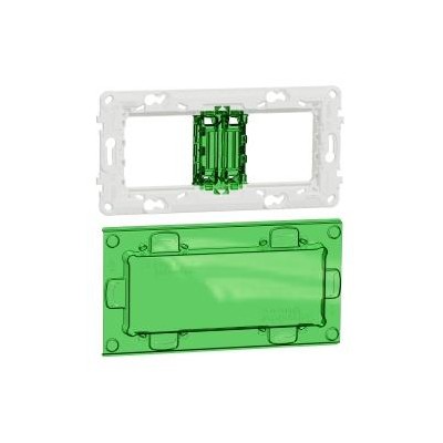 NEW UNICA SUPPORT PLASTIQUE 2 POSTES 4 MODULES + CAPOT PROTECTION