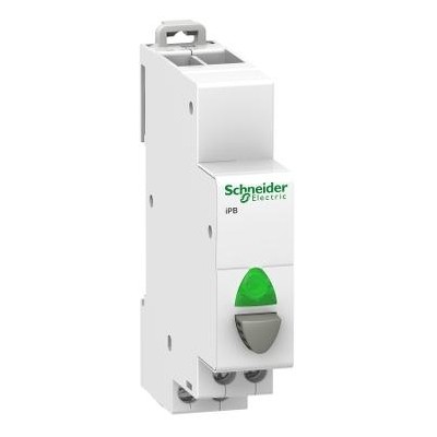 BOUTON POUSSOIR LUMINEUX IPB SIMPLE GRIS 1NO + VOYANT VERT 110...230V