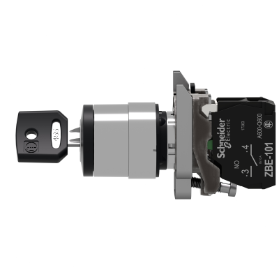BOUTON A CLE 455 HARMONY XB4 Ø22 2 POS.FIX. RETR. G 1F VIS 