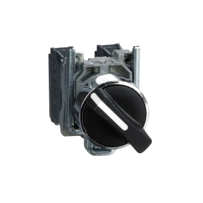 BOUTON TOURNANT NOIR Ø22 2 POS.FIXES 1O+1F