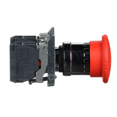 BOUTON ARRET D'URGENCE Ø40 POUSSER TOURNER ROUGE 1O+1F - VIS