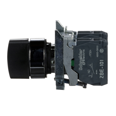 BOUTON TOURNANT NOIR Ø22 3 POS.FIXES NOIR 2F