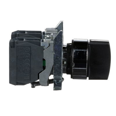 BOUTON TOURNANT NOIR Ø22 3 POS.FIXES NOIR 2F