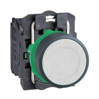 BOUTON POUSSOIR HARMONY XB5 AFFLEURANT 1F Ø22 BLANC