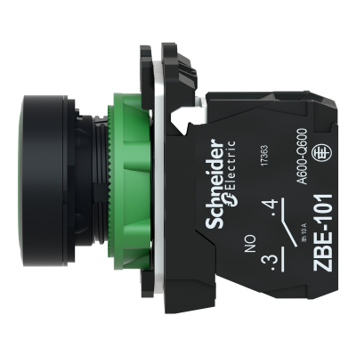 BOUTON POUSSOIR HARMONY XB5 AFFLEURANT 1F Ø22 VERT