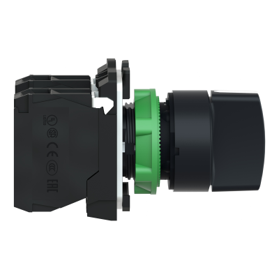 BOUTON TOURNANT HARMONY XB5 3 POS.A RAP. 2F Ø22 NOIR