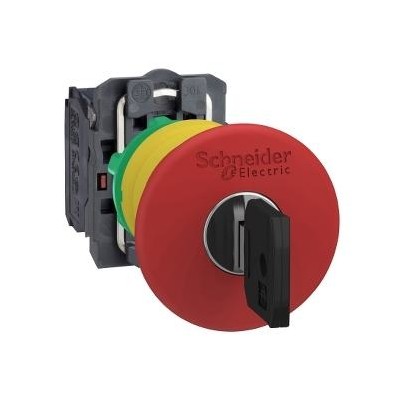 BOUTON ARRET D'URGENCE HARMONY XB5 A CLE 455 1F +1O ROUGE Ø40