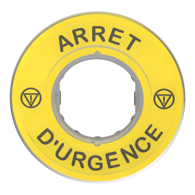 ETIQUETTE HARMONY ARRET URGENCE CIRCULAIRE JAUNE 3D Ø60