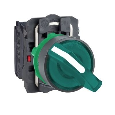 BOUTON TOURNANT LUMINEUX HARMONY XB5 2 POS.FIXES 1O+1F Ø22 VERT