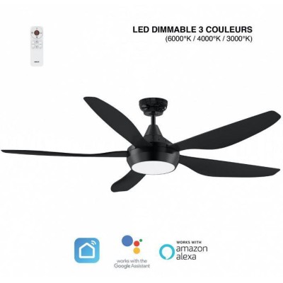 BRASSEUR D'AIR MAUPITI DC 5 PALES ABS NOIR Ø137cm TELECDE-WIFI-LED 20
