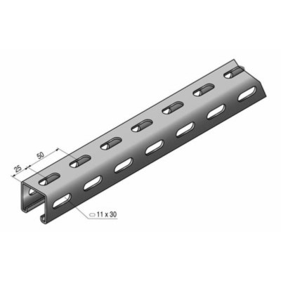 RAIL ASTRUT OBS 41P3F GAC EP 2.0 PERFO.TROUS OBLONG 3 FACES (L - 3M)