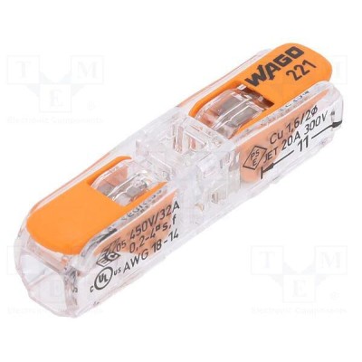 WAGO MINI BORNE CONNEXION A LEVIER "Inline" 2x4MM² (Boite 60 bornes)