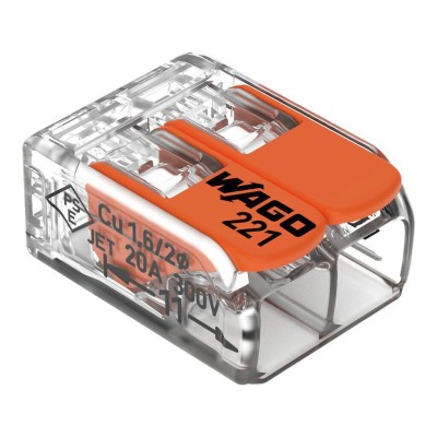WAGO MINI BORNE CONNEXION A LEVIER 2x4MM² (Boite 100 bornes)