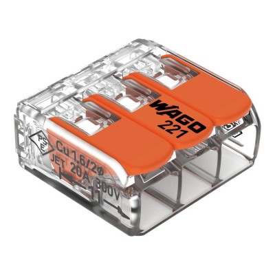 WAGO MINI BORNE CONNEXION A LEVIER 3x4MM² (Boite 50 bornes)