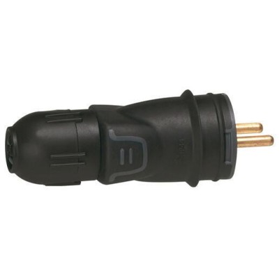 FICHE M.CAOUTCHOUC 2P+T 16A BORNES AUTO + SERRE-CABLE LEGRAND