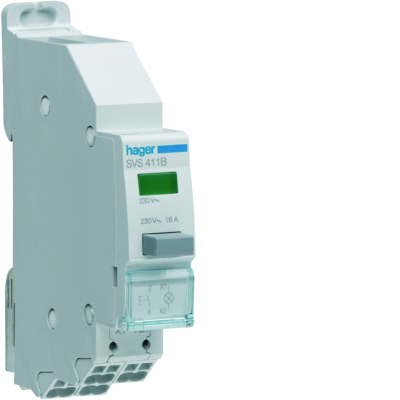 BOUTON POUSOIR + VOYANT VERT HAGER 16A 1F A IMPULSION QCPB