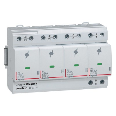 PARAFOUDRE PROT.INST.RISQUE TRES ELEVE Type T1+T2 Limp 25kA/pôle 3P+N