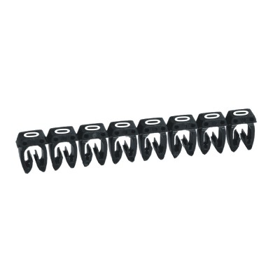 REPERE CAB3 CHIFFRE 0 FOND NOIR FIL 1,5~2,5mm² (Réglette x30 pcs)