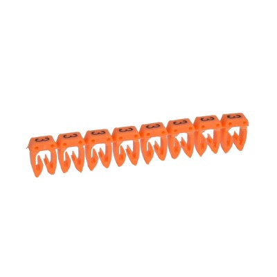 REPERE CAB3 CHIFFRE 3 FOND ORANGE FIL 1,5~2,5mm² (Réglette x30 pc)