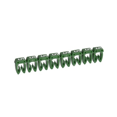 REPERE CAB3 CHIFFRE 5 FOND VERT FIL 1,5~2,5mm² (Réglette x30 pcs)