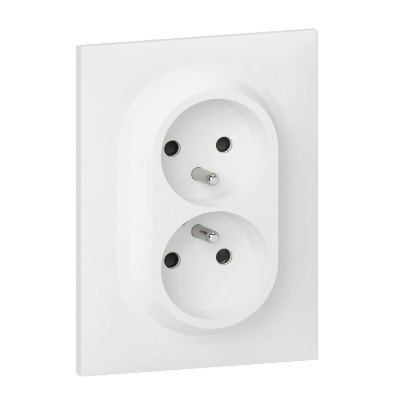 DOOXIE PC 2P+T 16A DOUBLE BLANC COMPLETE (Pour boîte 1 poste)