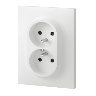 DOOXIE PC 2P+T 16A DOUBLE BLANC COMPLETE (Pour boîte 1 poste)