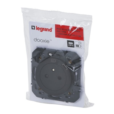DOOXIE PRISE 2P+T SURFACE AVEC CHARGEUR USB C NOIR