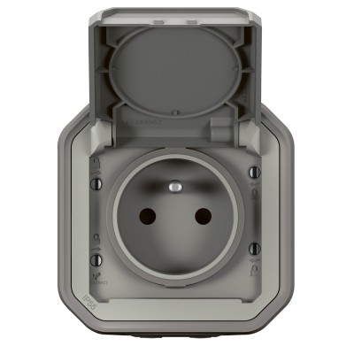 PLEXO GRIS PC 2P+T 16A 250V IP55 IK08 - COMPLET SAILLIE