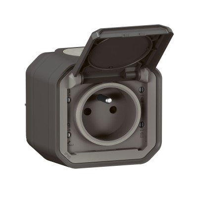 PLEXO ANTHRACITE PC 2P+T 16A 250V IP55 IK08 - COMPLET SAILLIE