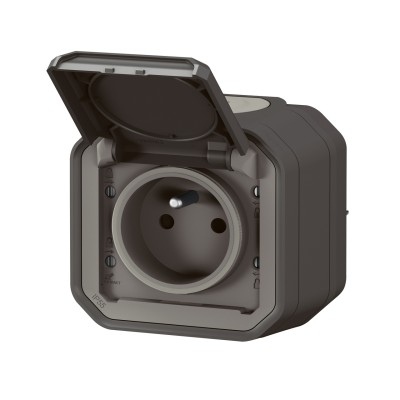 PLEXO ANTHRACITE PC 2P+T 16A 250V IP55 IK08 - COMPLET SAILLIE