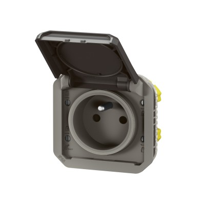 PLEXO ANTHRACITE PC 2P+T 16A 250V IP55 IK08 - COMPOSABLE